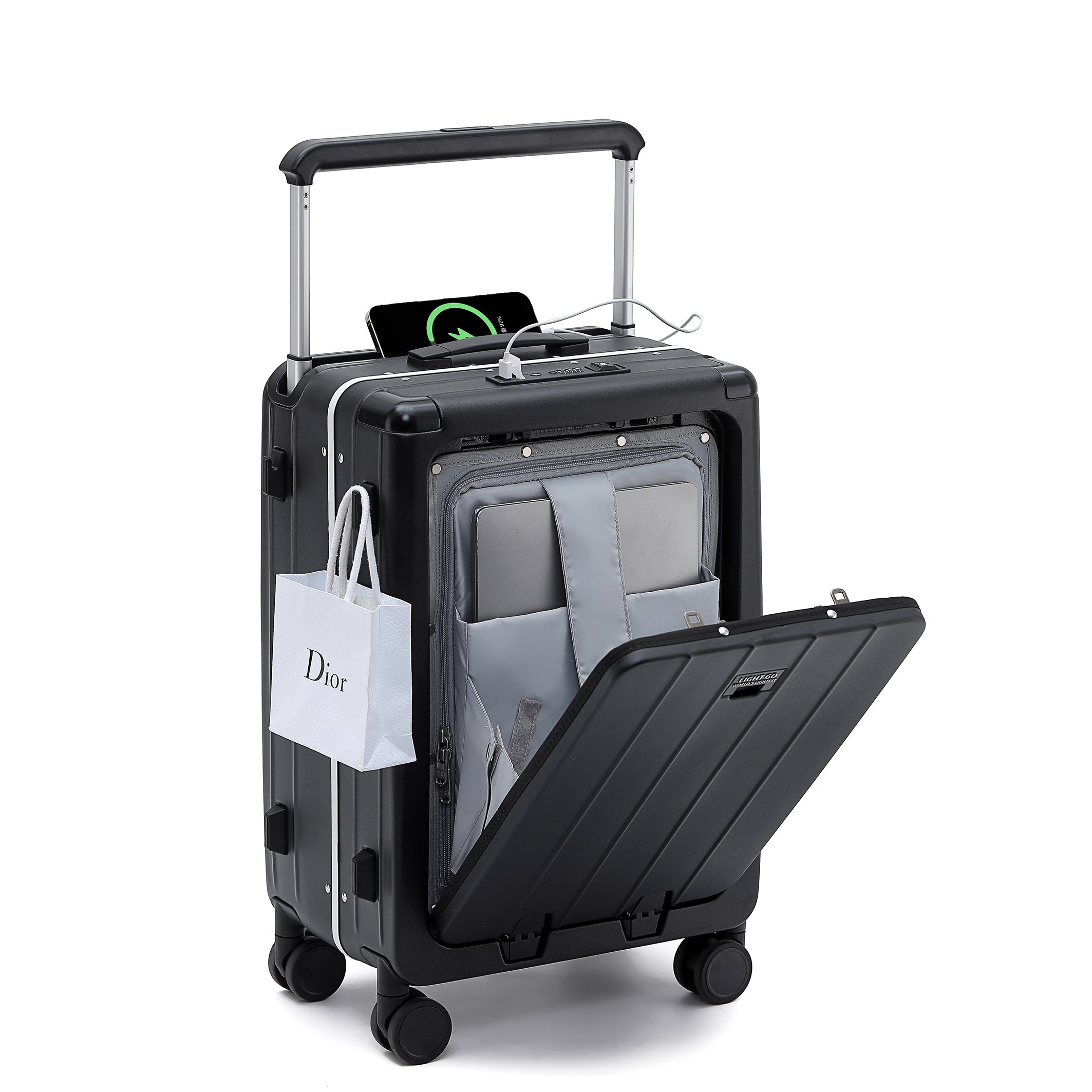 7635 large capacity front opening luggage compartment
