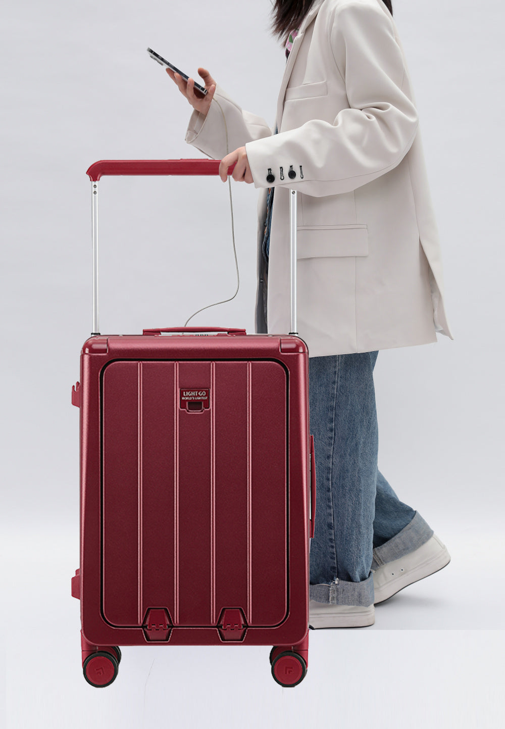 LightGo 7635 New large-capacity suitcase for women with side open luggage with a front opening Suitcase for men
